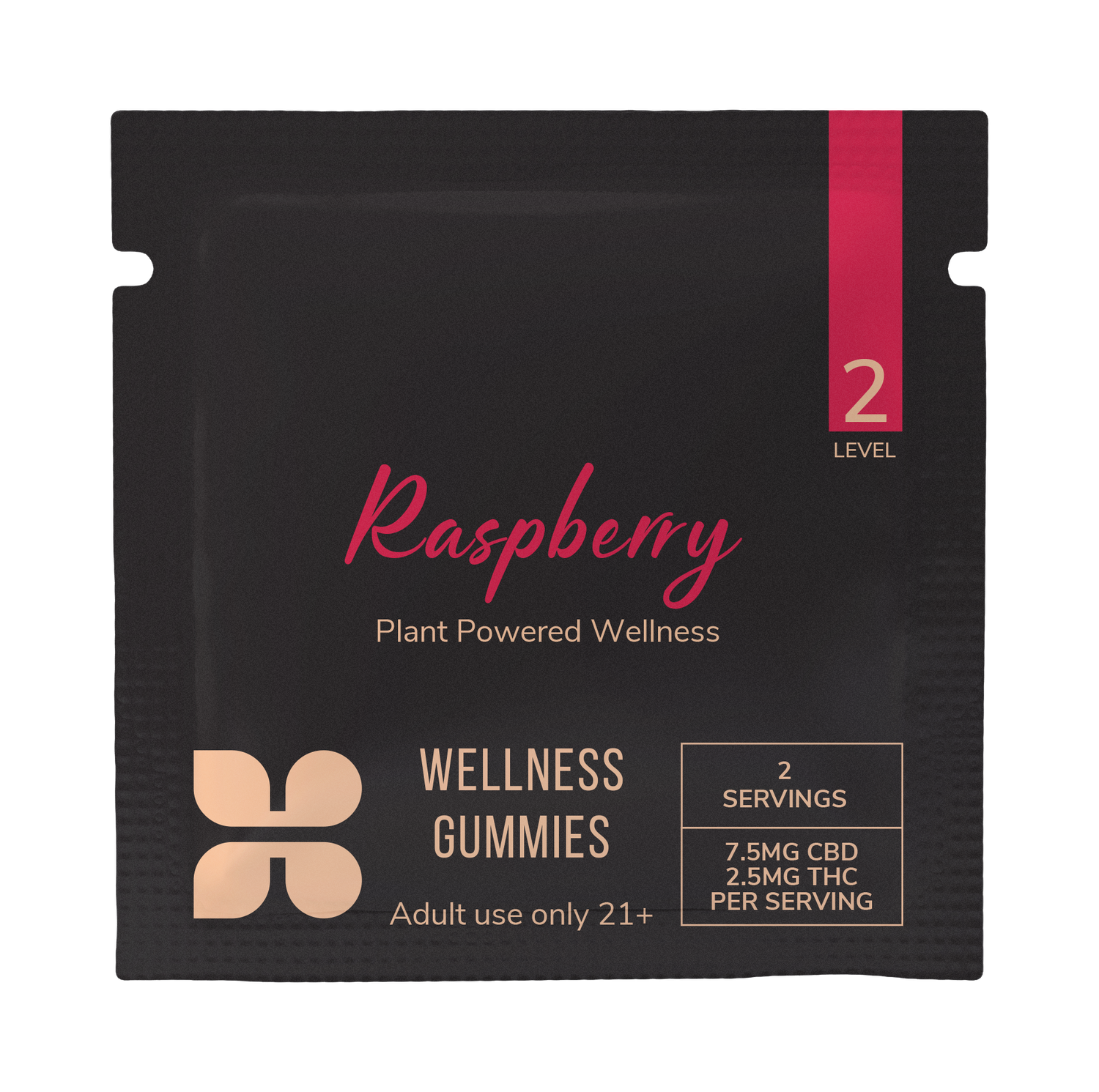 Packaging of Honey Bloom CBD Gummies in Raspberry flavor, labeled &