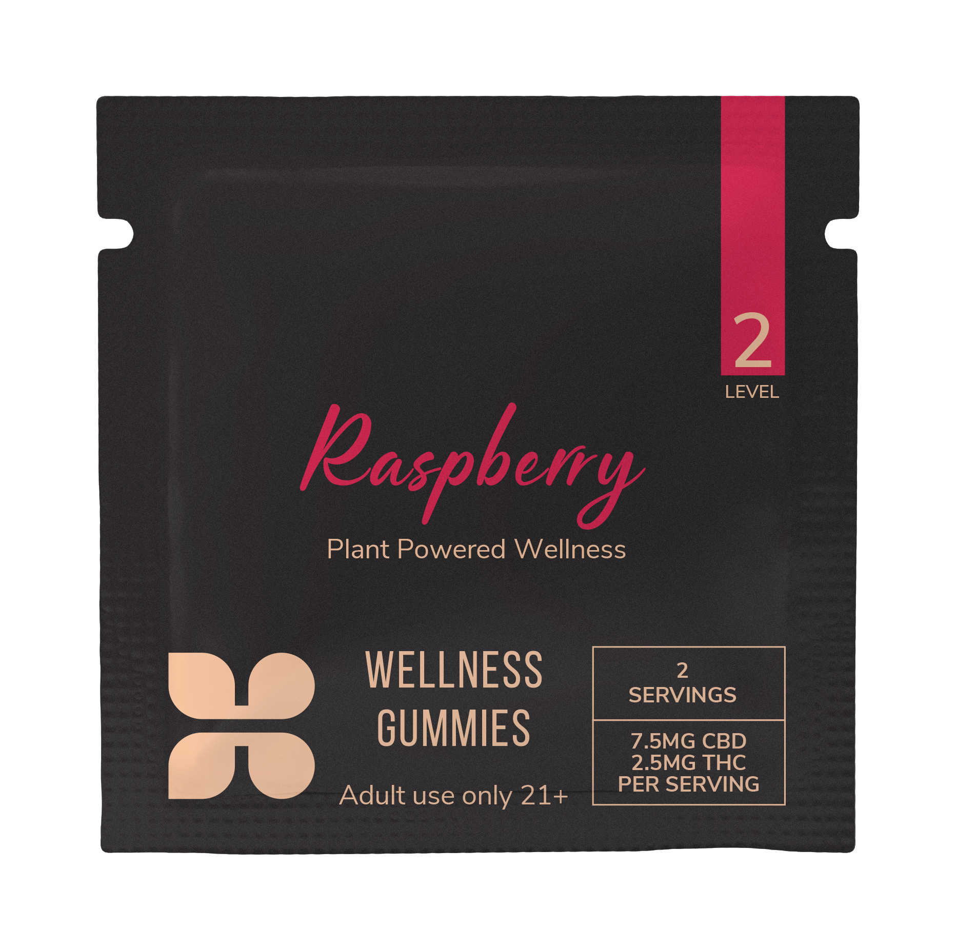 Packaging of Honey Bloom CBD Gummies in Raspberry flavor, labeled &