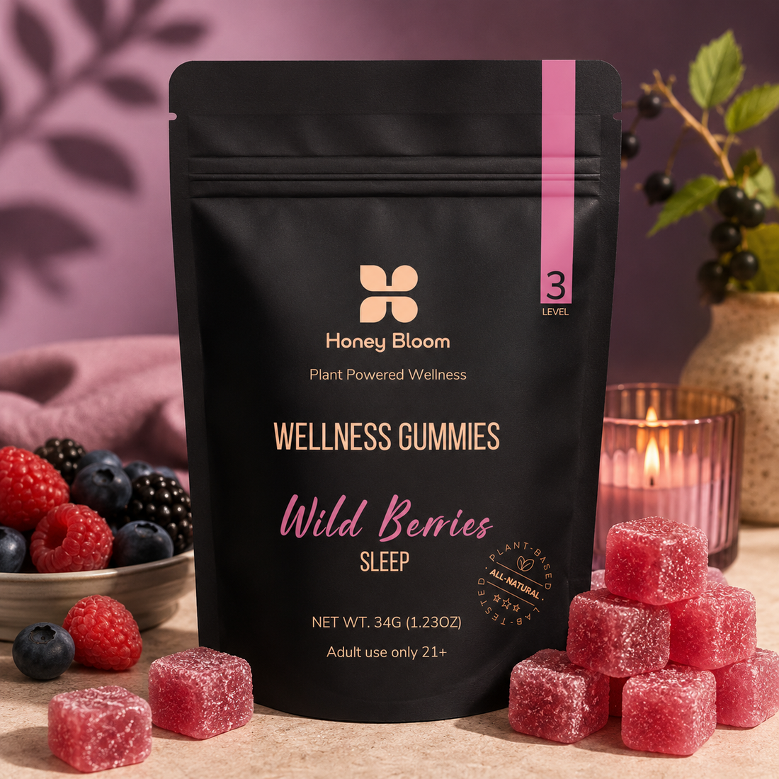 Level 3 Gummies Wild Berries - Moderate Effect | Deep Relaxation | Sleep